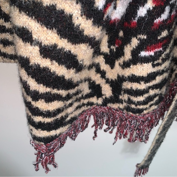 Anthropologie Paloma Fringed Cardigan Animal Print Fringe XL - Picture 13 of 15